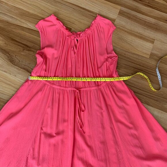 Torrid Midi Challis Tie-Front Skater Dress Size 3 3XL Pink Coral Short Sleeve - Picture 6 of 13